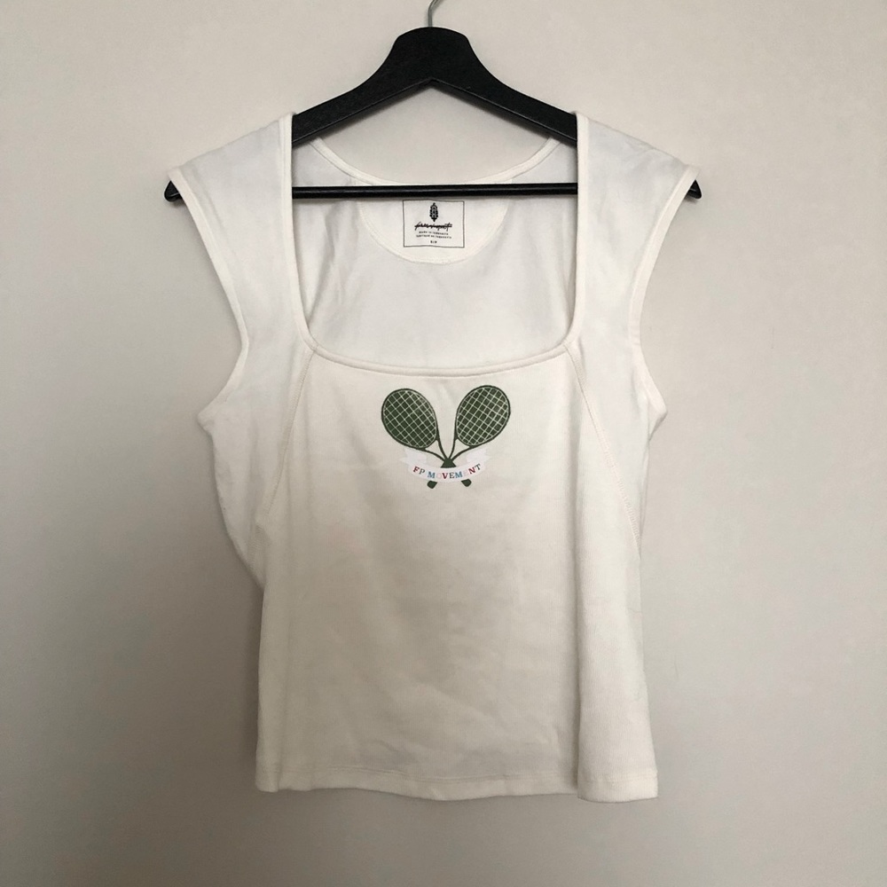 NWOT FP Movement tennis fitted ribbed tee white size small